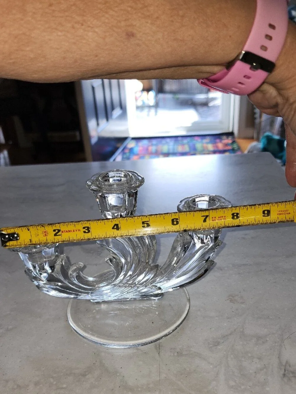 Clear Glass 3-Arm Candle Holders - Set of 2
